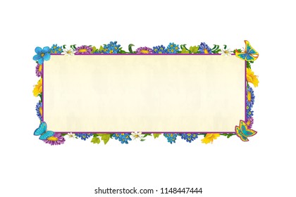 Cartoon Fairy Tale Frame For Different Usage - Beautiful Hair Birds And Flowers - Valentines - Illustration For Children