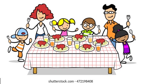 1,575 Family Around Dinner Table Images, Stock Photos & Vectors ...