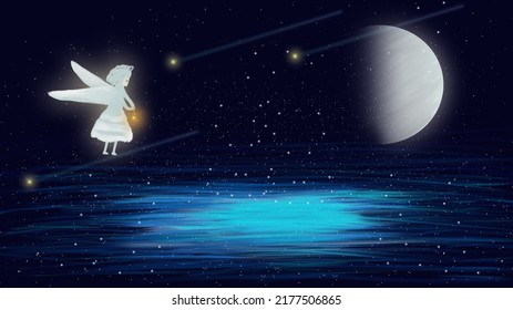 Cartoon Fantasy Night Scene Poster Template