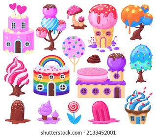 Cartoon Fantasy Sweet Candy Land Landscape Stock Illustration ...