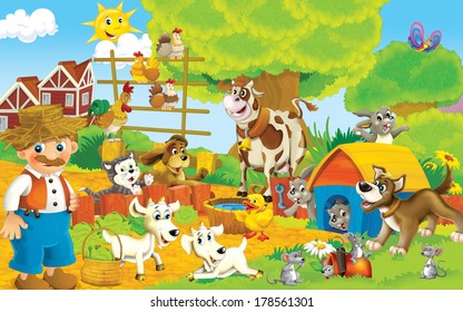 Cartoon Farm Illustration Children Stock Illustration 178561301 ...