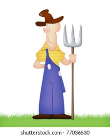 Cartoon Farmer Holding Pitchfork Stock Illustration 77036530 | Shutterstock