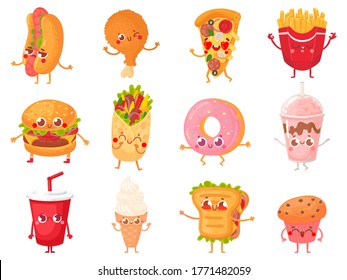 Cartoon Fast Food Mascots Street Food Stock Illustration 1771482059 ...