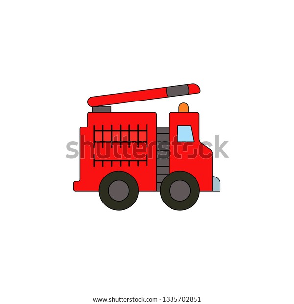 cartoon fire truck car toy\
colored icon. Signs and symbols can be used for web, logo, mobile\
app, UI, UX