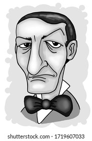 Cartoon Of French Poet & Writer Charles Baudelaire.