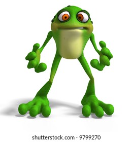 Cartoon Frog with funny Face contains Clipping Path