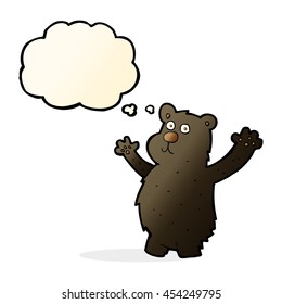 Cartoon Funny Black Bear With Thought Bubble