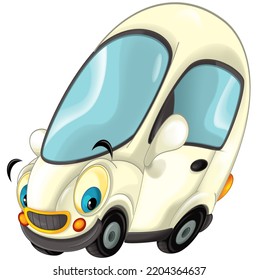 Cartoon Funny City Car Small Sedan Isolated Illustration For Children