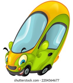 Cartoon Funny City Car Small Sedan Isolated Illustration For Children