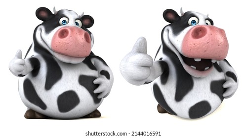 cartoon funny cow poses set on white isolated background 3d rendering
