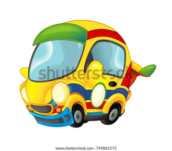 Cartoon funny looking sports car - illustration\
for children