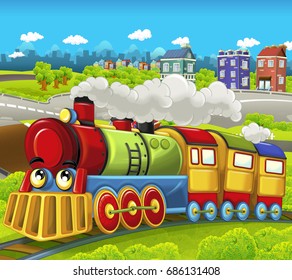 Blue Train Railway Carriages On Nature Stock Vector (Royalty Free ...