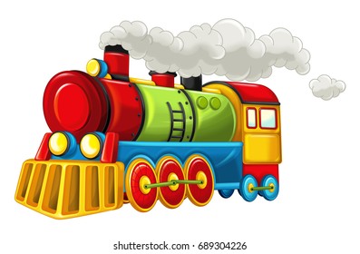 Cartoon Funny Looking Steam Train Isolated Stock Illustration 687981655