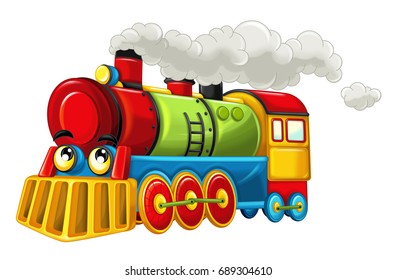 Cartoon Funny Looking Steam Train Isolated Stock Illustration 687981655