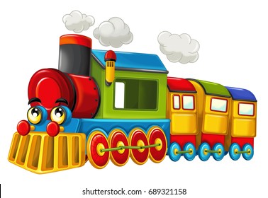 Cartoon Funny Happy Looking Steam Train Stock Vector (Royalty Free ...