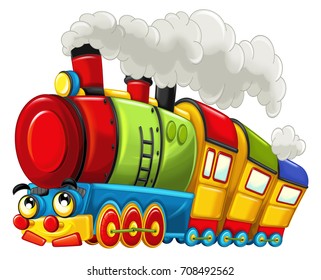 Cartoon Funny Looking Steam Train Isolated Stock Illustration 708492562 ...