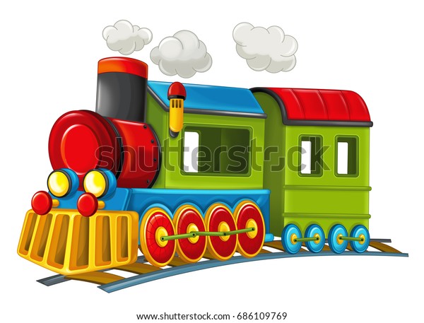 Cartoon Funny Looking Steam Train Isolated Stock Illustration 686109769 ...