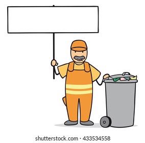 Cartoon Garbage Disposal Man Holding Empty Stock Illustration 433534558 ...