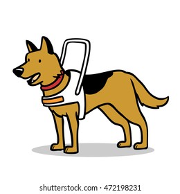 Cartoon German Shepherd Guide Dog With Harness