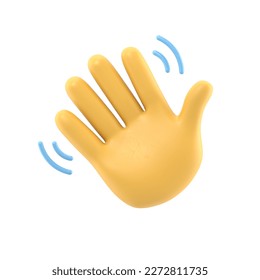 Imagen de la imagen de un icono del gesto de dibujos animados. Abierto extendido mostrando cinco dedos, extendido en saludo. Representación 3D sobre fondo blanco.
