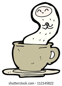 cartoon ghost in coffee cup