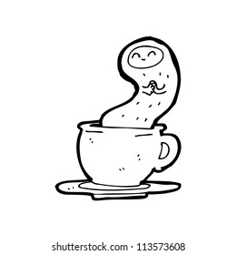 cartoon ghost in coffee cup