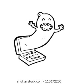 Cartoon Ghost Coming Out Computer Stock Illustration 113672230 ...