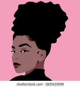 Cartoon Girl With Afro Puff Hair