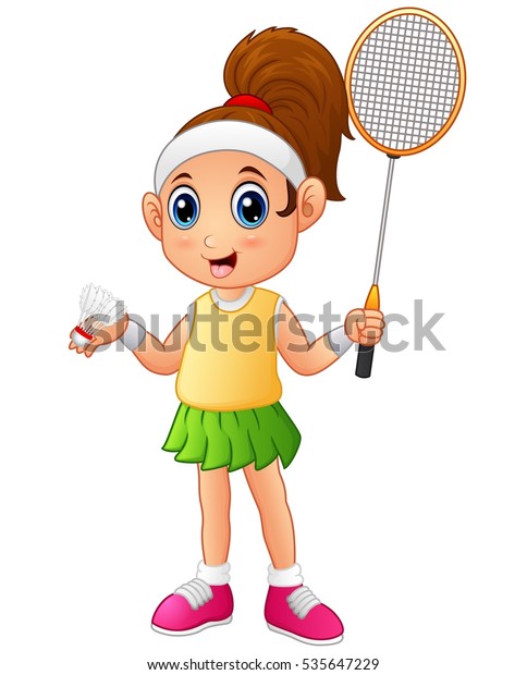 à¸„ à¸™à¸«à¸²à¸ à¸²à¸žà¸ªà¸• à¸­à¸ Cartoon Girl Playing Badminton à¸£à¸°à¸