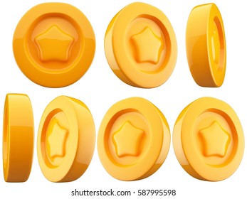 Cartoon Gold Coins 
3D Illustration
Included Alpha Channel For Isolation