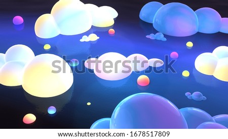 Cartoon gradient ocean sky. 3d rendering picture.