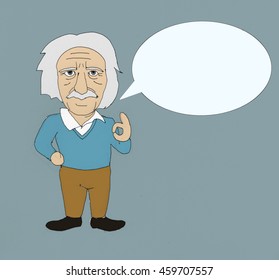 Cartoon Graphic Of Albert Einstein With Balloon Word For Edit Quote Or Text