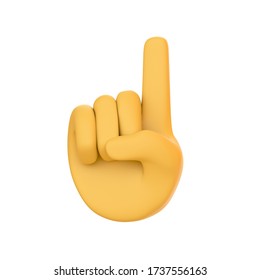 Cartoon Graphic White Human Hand. Emoji Ios Symbol. Showing Forefinger. Isolated On White Background. 3d Render