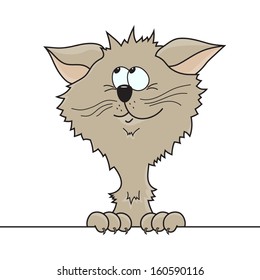 cartoon gray kitten