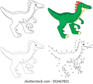 Cartoon Guanlong. Dot To Dot Educational Game For Kids. Illustration