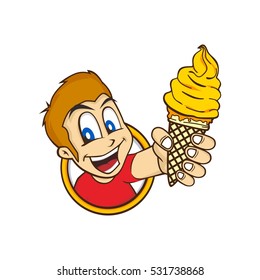 Cartoon Guy Holding Ice Cream