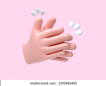 cartoon hand abstract sing/symbol pink background 3d rendering