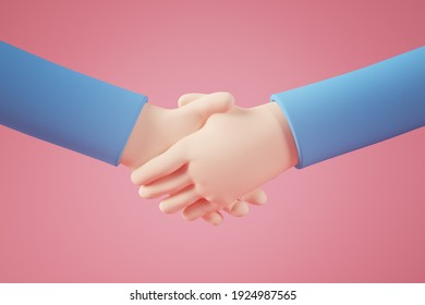 Cartoon Hand Shake 3d Rendering Concept