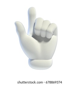 Cartoon Hands Set - Number 1 (one) Fan Hand Glove With Finger Raised 3d Rendering