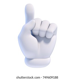 Cartoon Hands Set - Number 1 (one) Fan Hand Glove With Finger Raised 3d Rendering