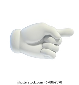 Cartoon Hands Set - Pointing Hand Gesture 3d Rendering 