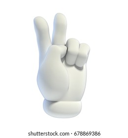 Cartoon Hands Set - Victory Hand Gesture 3d Rendering