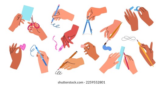 Cartoon hands write 