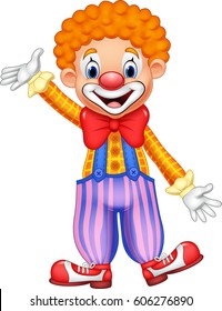 Cartoon Happy Clown Waving Hand