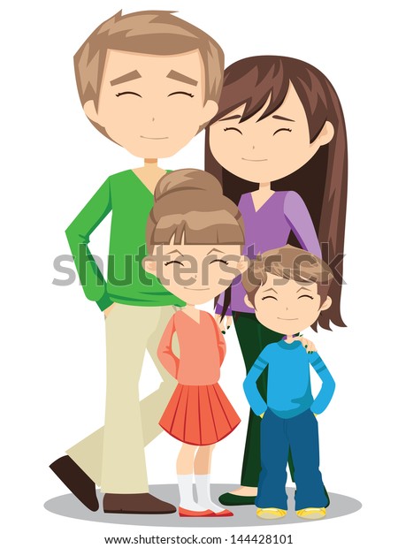 Cartoon Happy Family Father Mother Sister Stock Illustration 144428101