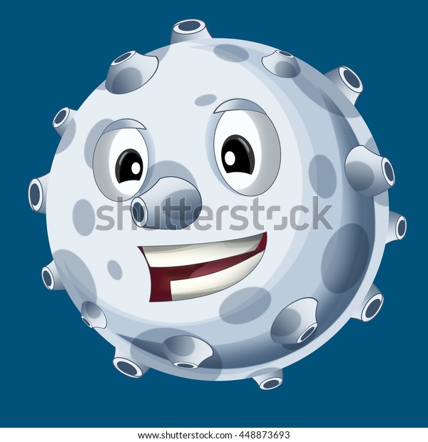 Cartoon happy moon or meteorite - isolated -\
illustration for\
children