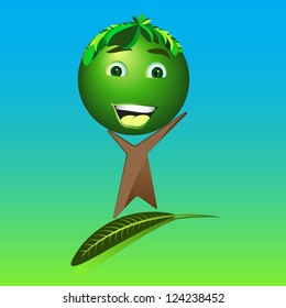 Cartoon Happy Tree Save Earth Stock Illustration 122351728