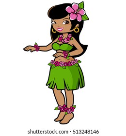 Cartoon Hawaiian Hula Girl Dancer On Stock Illustration 513248146 ...