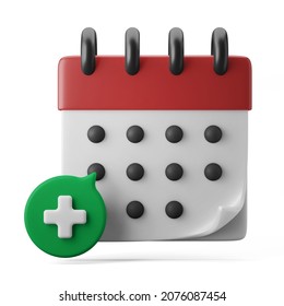 Cartoon Health Care Medical Appointment Reminder Schedule Calendar 3d Illustration Rendering 3d Icon Isolated