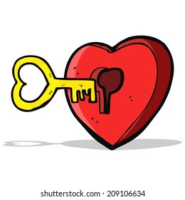cartoon heart and key